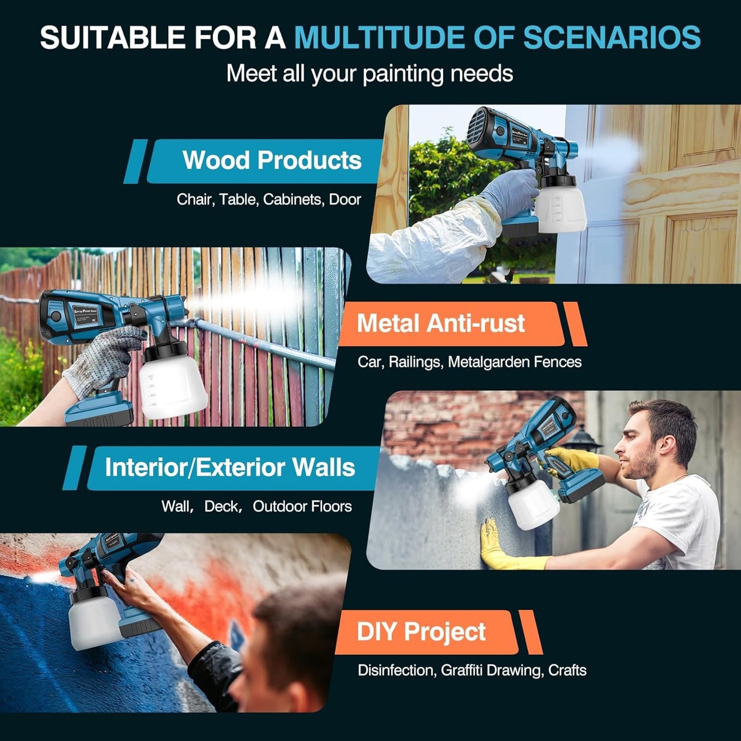 Cordless Paint Sprayer gun with 48V